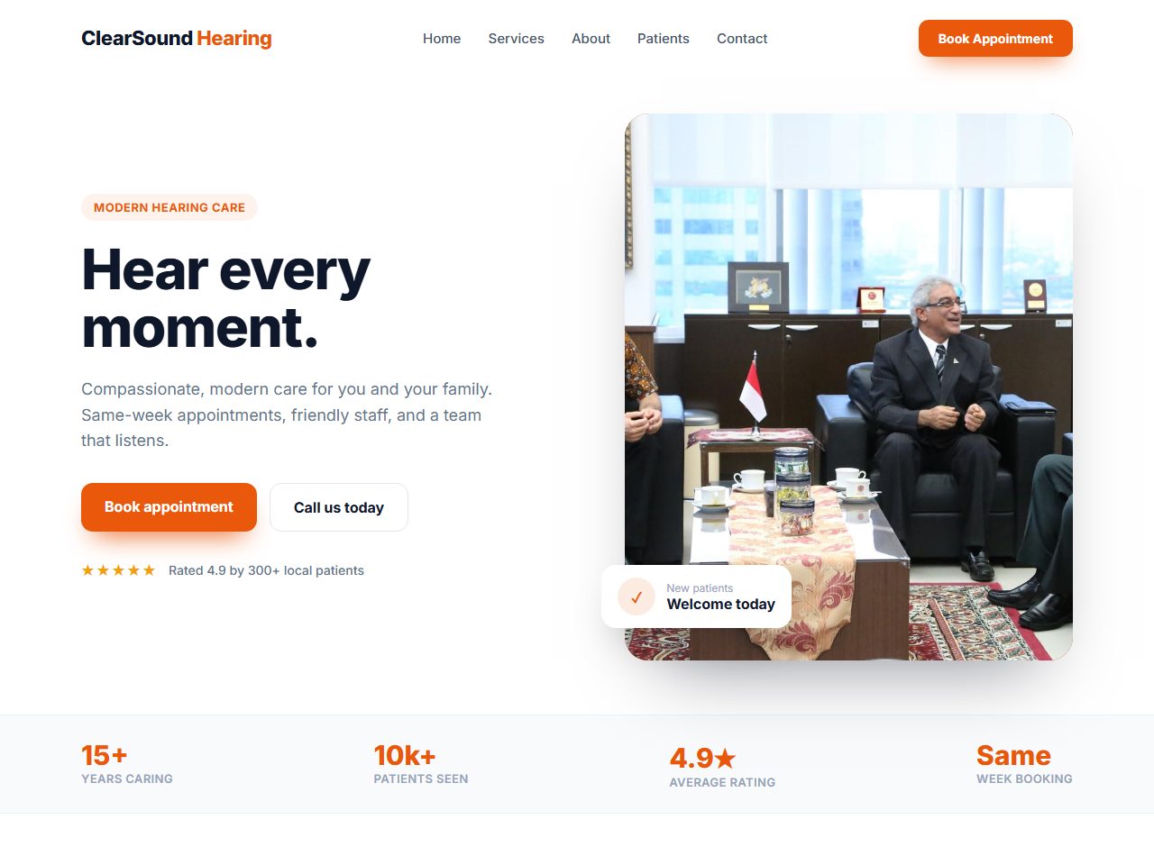 Audiology Practice website mockup