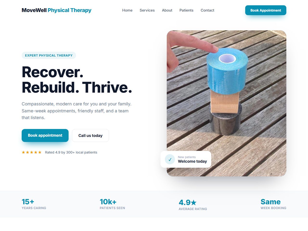 Physical Therapy website mockup