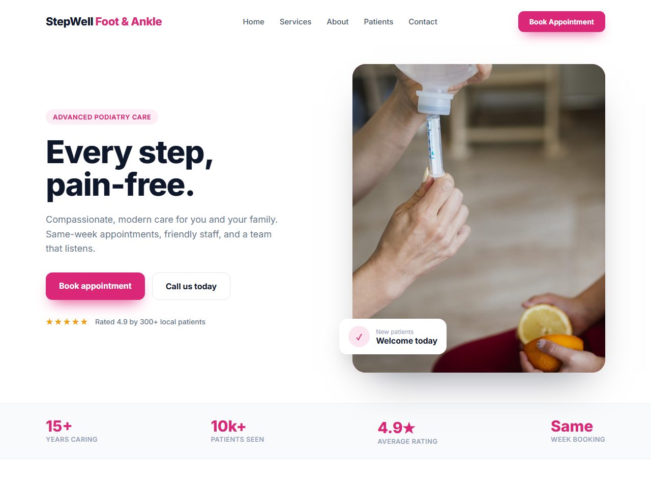 Podiatry Practice website mockup